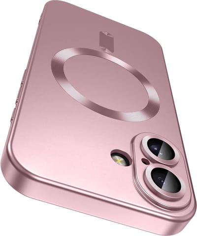 AziLine Magnetische Premium Roze Hoes voor iPhone 16 – Stijlvolle Bescherming met Ingebouwde MagSafe en Camera Lens Bescherming Geschikt voor Apple iPhone 16