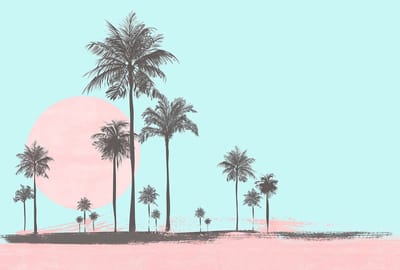 Fotobehang MiamiBeachSunrise1 DD119761 A.S. Création ARTist Blauw Roze Vlies 270 x 400 cm (4 delen) Fotobehang online webshop
