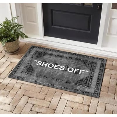 Schoenen Uit Geschreven Mat Sneakerhead Mat Welkomstmat Deur Buitenmat Deur-Entree Duurzaam Gepersonaliseerde Matten Vloermatten Grijze Mat 40X60CM
