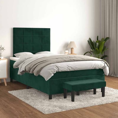 vidaXL - Boxspring - met - matras - fluweel - donkergroen - 120x190 - cm
