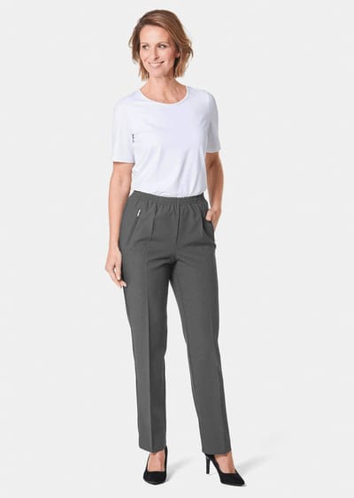 Onderhoudsarme broek CARLA met elastische tailleband - antraciet - Gr. 46 van Goldner Fashion