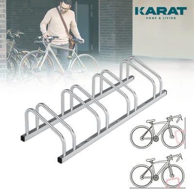 FLOORDIREKT Fietsenrek Linus - Voor Vloer- of Wandmontage - Verschillende Maten - Zilver - Voor 4 Fietsen