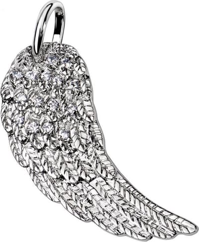 Quiges - Zilverkleurig Engel Vleugel Ketting Hanger met Zirkonia - EPH119