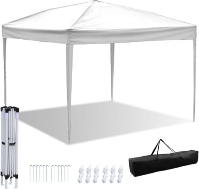Partytent 3x3 m zonder Zijwanden – Easy Up Opvouwbaar Waterdicht Paviljoen incl. Draagtas – wit