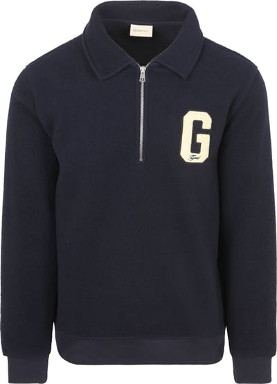Gant Halfzip Trui Fleece Navy - Maat 3XL - Heren - Quarter zip