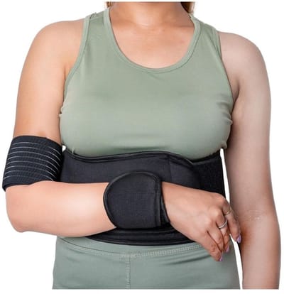 Famanu - Supregear Mesh Arm Sling, Verstelbaar Lichtgewicht Comfortabel Schouder Arm Startonderbreker Ademend Rechts Links Schouder Stabilisator Ondersteuning voor Gewonde Arm Elleboog Pols Hand, Zwart