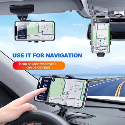 Auto Telefoon Mount LB-542 360° Rotatie Dashboard Achteruitkijkspiegel & Zonneklep Telefoon Houder voor Auto Mobiele Telefoonhouder - Autohouder Mount Stand Universeel voor 4.7 tot 7 inch Smartphones