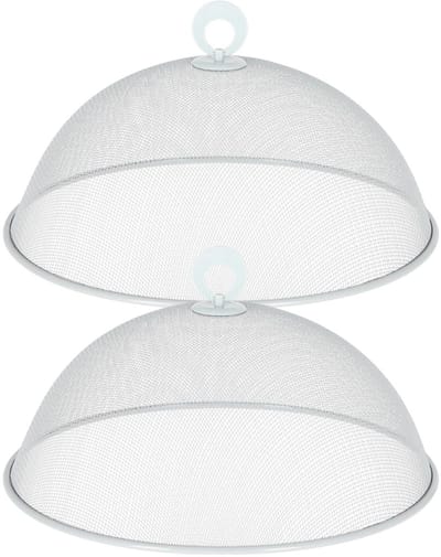 Cepewa Vliegenkap / voedselkap - 2x - grijs - D30 x H12 cm - metaal - voedsel afdekken