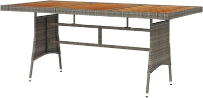 Tuintafel - Eettafel Terrastafel - Buiten dineren - Massief acaciahout PE-rotan - 160x70x72 cm - Grijs