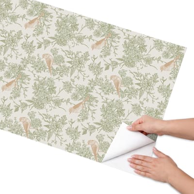 Coloray Meubel Wrap Folie - Beige Meubelfolie - 65x130 cm - Wrapfolie Keuken Botanisch patroon - Decoratiefolie - Botanisch Meubelfolie - Meubel Wrap Folie - Woonkamer decoratie - Bloemen en planten