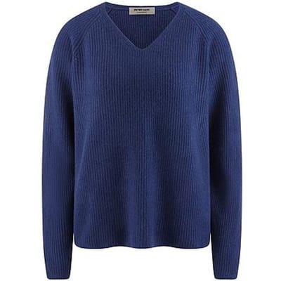 Trui V-hals 100% kasjmier Van Peter Hahn blauw