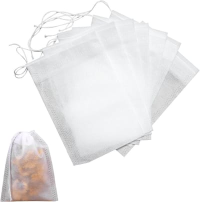 Hergebruikbare Theezakjes - 300 Stuks Witte Zakjes voor Losse Thee, 5x7cm, Met Trekkoord voor Kruidopslag en Theebereiding