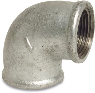 Tempergiet Hoekstuk 90 Graden 1/2" - Schroefdraad Fitting Verzinkt
