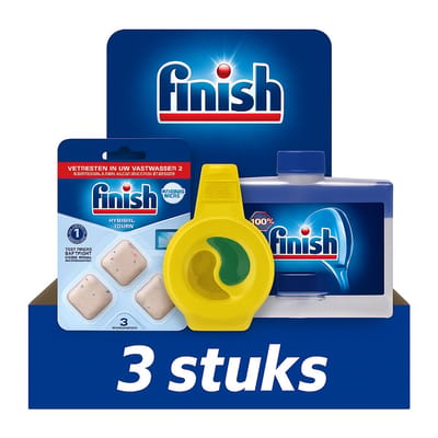 Finish Vaatwasser Onderhoudspakket - Machine Cleaner Regular + In Wash Cleaner 3 tabletten + Finish Deo - vaatwasser reiniger - vaatwasmachinereiniger - citroen -