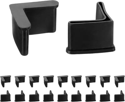 20x Zwarte L-Vormige PVC Doppjes voor Hoekijzer en Meubelpoten - Vloerbeschermers