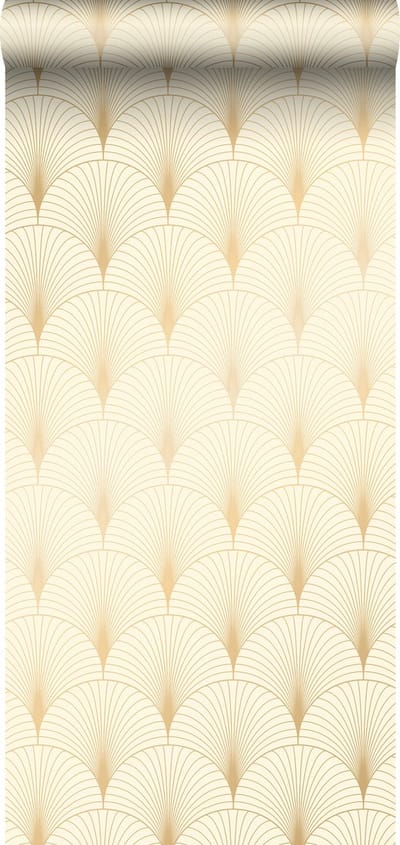 ESTAhome behang art deco motief beige en goud - 53 cm x 10.05 m - 139458