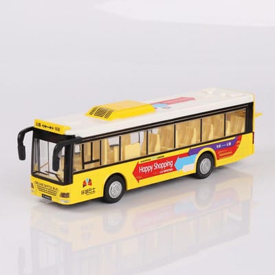 1/36 Enkele Bus Model Auto Speelgoed Metaal Die-Cast Geluid Licht Pull Back 3 Deuren Geopend Autobus Modellen Ornament Speelgoed Cadeaus Voor Kinderen
