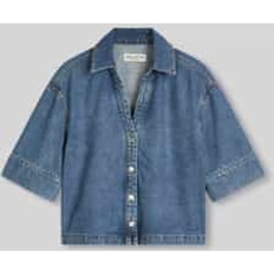 Regular fit blouse met korte mouwen van mix van katoen en lyocell