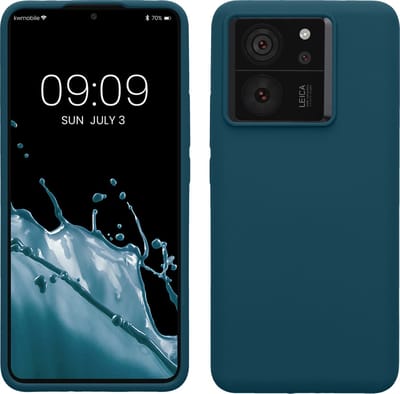 kwmobile telefoonhoesje geschikt voor Xiaomi 13T / 13T Pro - Hoesje met siliconen coating - Smartphone case in mat petrol