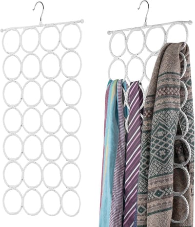 Sjaalorganizer Kast - Accessoirehanger - Kleding Opbergen - 28 Grote Lussen - 2 Stuks - Wit