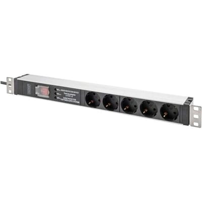 Digitus DN-95433 19 inch Stekkerdoos voor patchkast 1 HE Geaarde contactdoos Geschikt voor kastdiepte: vanaf 300 mm Aluminium, Aluminium (geëloxeerd),