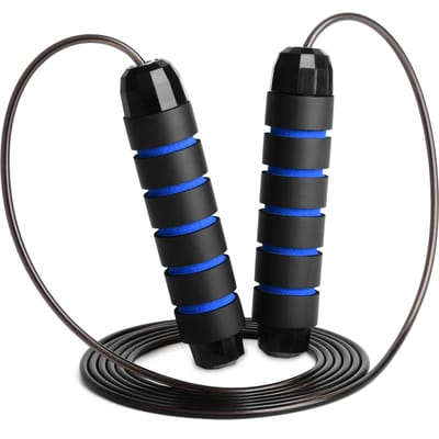 Verstelbaar springtouw Springtouw Fitnesstouw Sporttouw Staaldraad voor springtouw van 9,8ft blauw
