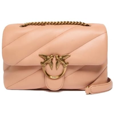 PINKO Love Puff Schoudertas Leer 30 cm - Dames - rosa toast-antique gold