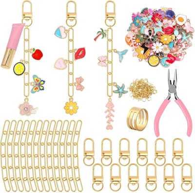 189-delige sleutelhangerset met strandthema - DIY-set - De set bevat zoals afgebeeld - Sleutelhangers met zomerthema - Mix en match naar hartenlust - Geschikt voor volwassenen en kinderen