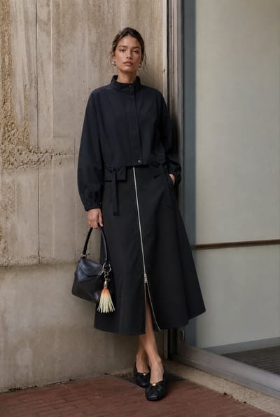 Bardolino taffeta zipper skirt | Nero - Nero / S