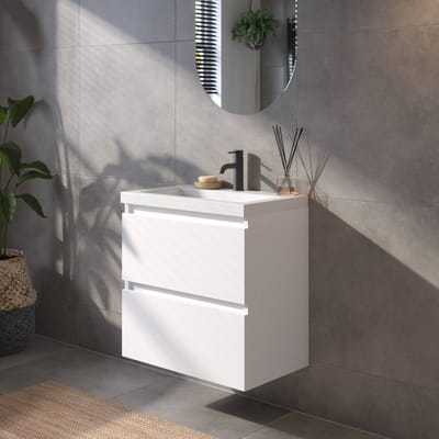 Saqu Gaia Badkamermeubel Set - 60x40 cm - Voorgemonteerd - Wit - Wastafelmeubel - Badmeubel