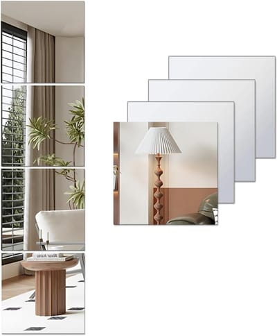 4 Delige Set Zelfklevende Acryl Spiegelstickers voor Muren - Flexibel, Veilig en Decoratief