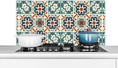 Spatscherm keuken 100x50 cm - Kookplaat achterwand Bloem - Ornament - Patroon - Muurbeschermer - Spatwand fornuis - Hoogwaardig aluminium