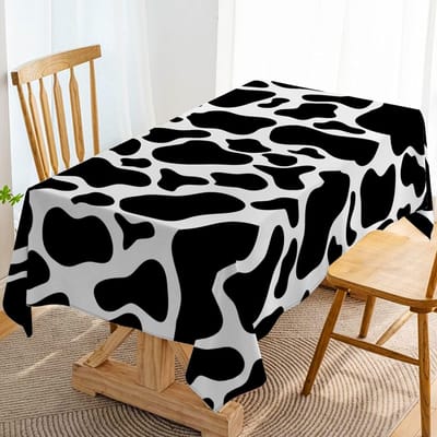 Boerderijdier Koeienprint Rechthoekig Waterdicht Tafelkleed Feestdecoraties Boerderij Keuken Eettafelkleed Feestdecor 90x140cm white
