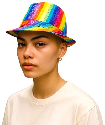 Regenboog Pailletten Hoed – Glimmende Fedora Pride Hoed – One Size – Feest & Festival Accessoire