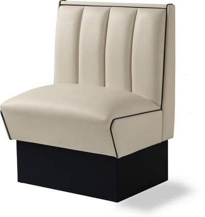 Bel Air Dinerbank HW-70 Single Booth Off-White/Zwart