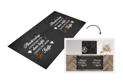 Keukenloper - Loper keuken - Quote - Moederschap aangedreven door liefde gesteund door koffie - Moeder - Mama - 120x60 cm - Keukenloper vinyl