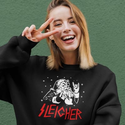 Foute Kersttrui Zwart Premium - Sleigher Kerstman - Maat XS - Kerstkleding voor dames & heren