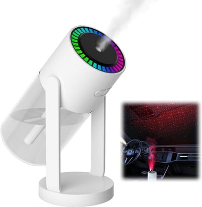 Luchtbevochtiger - 550 ml - Ultrasoon - Koele mist, stille werking - USB - Bureau-luchtbevochtiger - Met sterrenhemellicht - Automatische uitschakeling bij laag waterpeil - Geschikt voor slaapkamers, woningen en kantoren (wit - 14,5 * 6,8 cm)