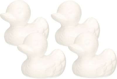 Rayher hobby materialen - 4x - Piepschuim dieren figuren - eendjes - wit - 7 cm - zelf schilderen