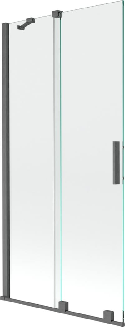 Mexen Velar badwand tweedelig schuifbaar 90 x 150 , transparant, gun gray geborsteld - 896-090-000-01-66