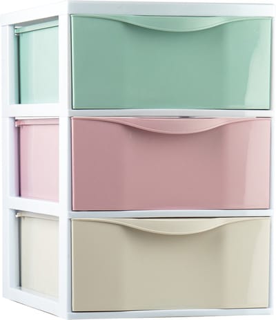 Plasticforte Ladeblokje/bureau organizer met 3x lades - gekleurd - L26 x B37 x H37 cm