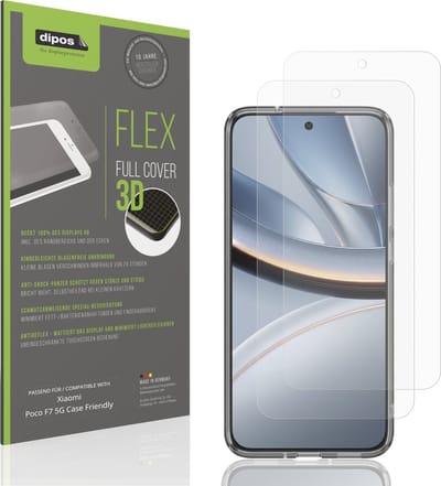 dipos FLEX – 2x Matte Screenprotector geschikt voor Xiaomi Poco F7 5G Case Friendly | Volledige Schermbescherming | Case-Friendly