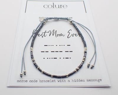Colure® morse code armband glanzendgrijs Best Mom Ever