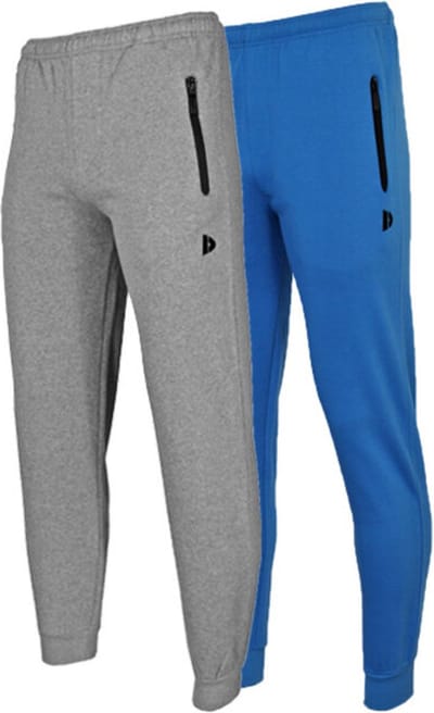 2-Pack Donnay - Joggingbroek met elastiek (Jack) - Sportbroek - Heren - Silver-marl/True blue (538) - maat L