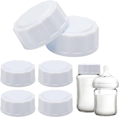 Set van 6 Babyflesdoppen, Reisflesdeksels voor Brede Nek Flessen, Vervangende Doppen voor Babyflessen, Voorkomt Lekken en Houdt Flesjes Vers