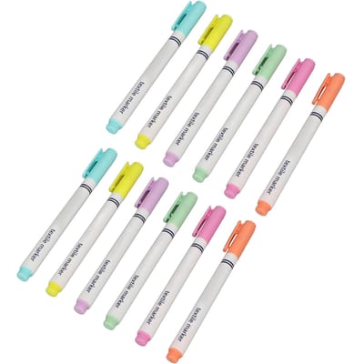 12 Stuks Stofstiften 6 Kleuren Fijne Punt Gladde Kleurstift Stofpennen voor Textiel Schoenen white