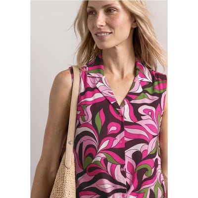 Blousetop met bowlingkraag en knoop