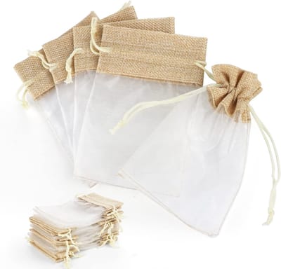 Dailygoods- Organza Zakjes 10 x 15 cm - 30 Stuks - Herbruikbare Geschenktas - Jute Zakjes - Trekkoord - Duurzaam en Elegant - Geschenkzakjes