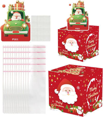 Kerst Spaarpot - Geldkist Feest - Sparen Decoratie - Inclusief 50 Zakjes - 12x12x12cm