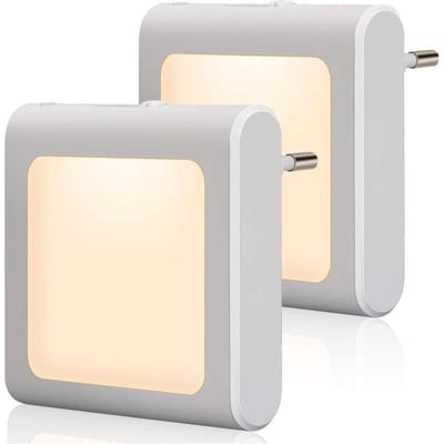 Peysaitr - LED-nachtlampje plug-in/stopcontact - met dag/nacht sensor - plugin ledlamp – Nachtlampje - warm licht – dimbaar – Voor in de baby/kinder kamer - wit - 7x8cm - 2 stuks